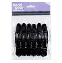 Hg Hair Clips Black & Metal (12 Pk)