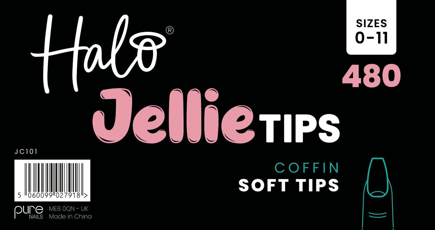 Halo Jellie Tips Coffin, Sizes 5, 50Pk