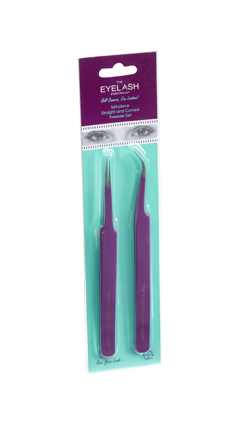 Straight And Curved Tweezer Set - Purple