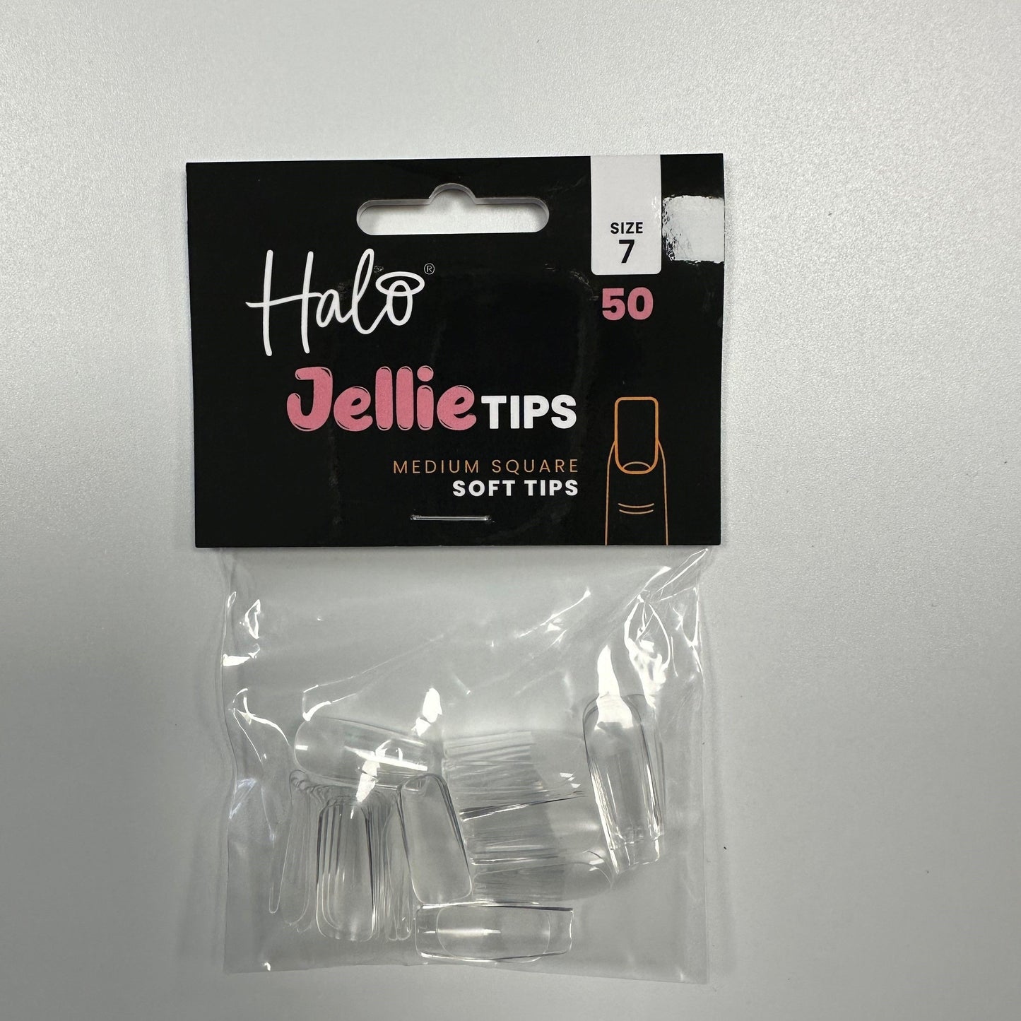 Halo Jellie Tips Med  Square, Size7 50Pk