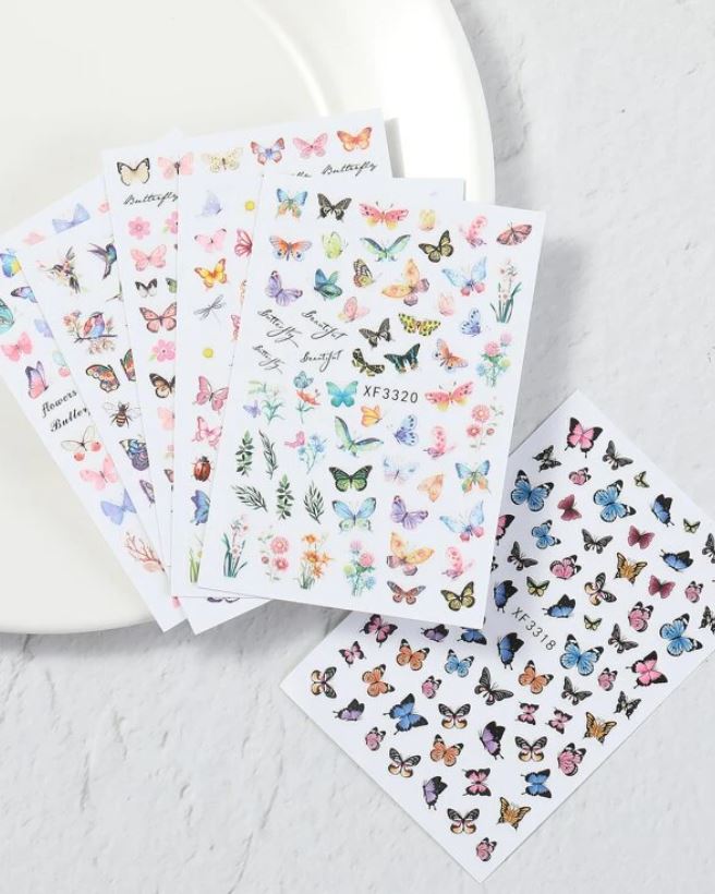 Nail Art Stickers 6Pk Butterfly & Floral