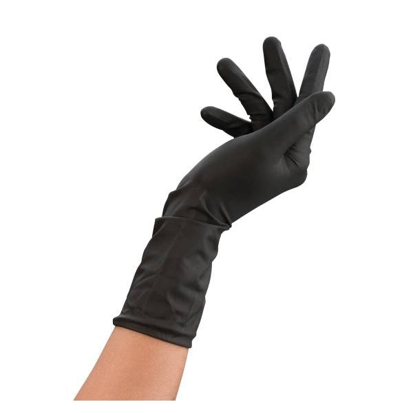 Pair Of Re-Usable Black Latex Gloves L