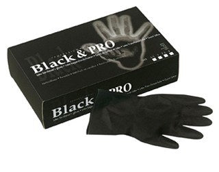 Black Satin Latex Gloves - Large 20Pc